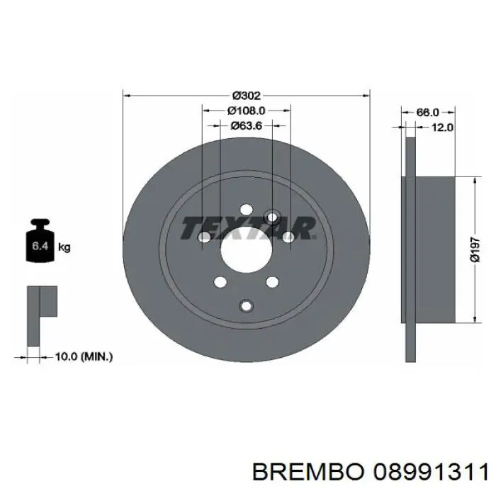 Задний тормозной диск Brembo 08991311 цена, от 47.87 USD