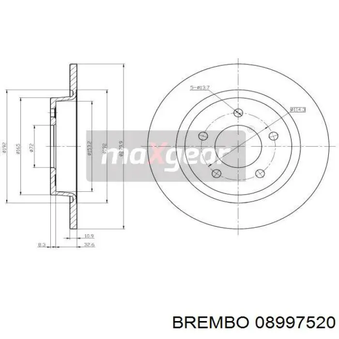 Задний тормозной диск Brembo 08997520 цена, от 31.99 USD