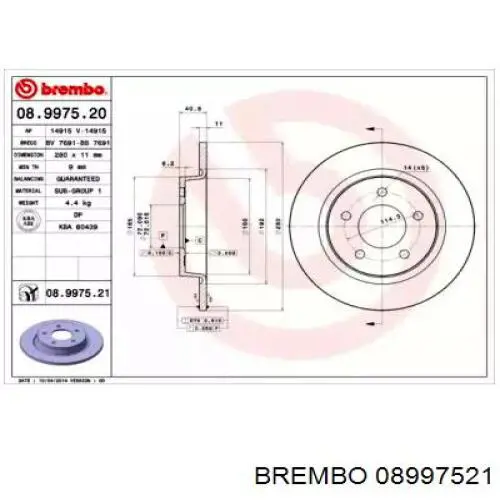 08.9975.21 Brembo диск тормозной задний