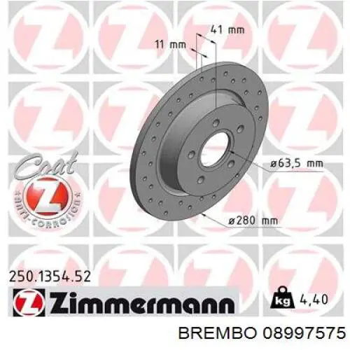 Тормозные диски 08997575 Brembo