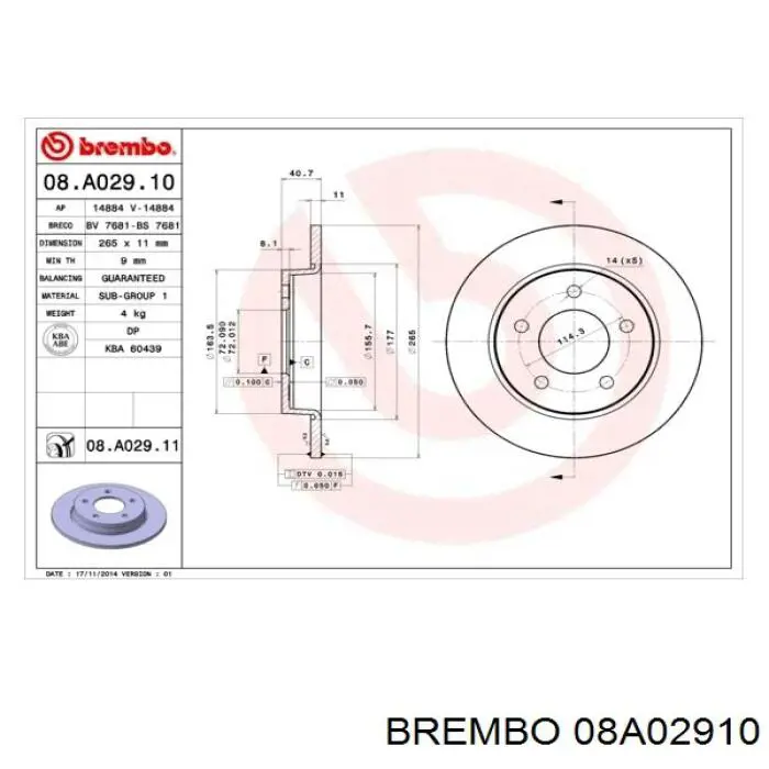08.A029.10 Brembo диск тормозной задний