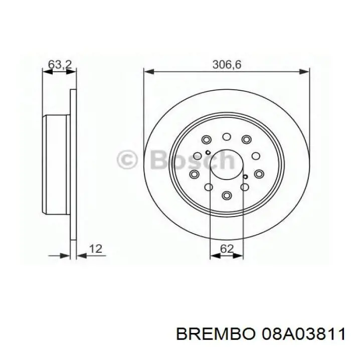 Тормозные диски 08A03811 Brembo