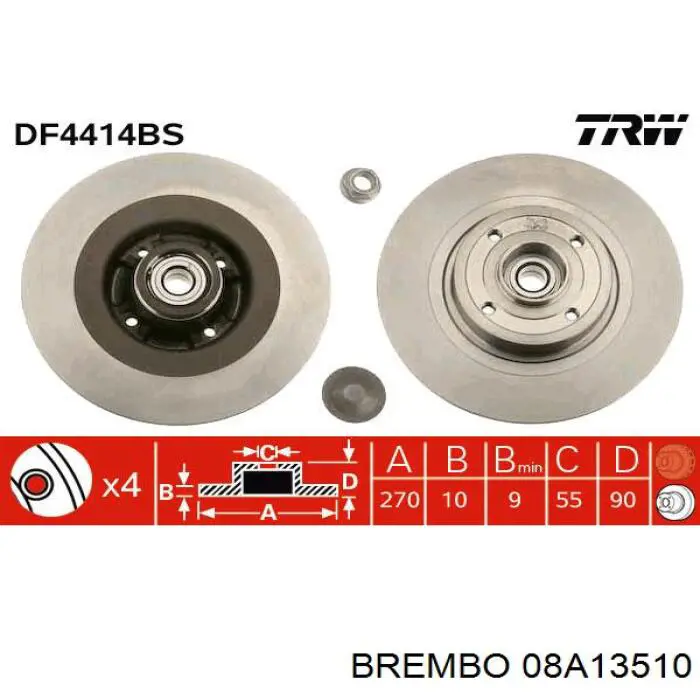 Тормозные диски 08A13510 Brembo