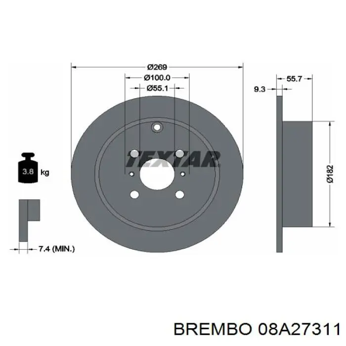 Купить 08A27311 Brembo Диск тормозной задний