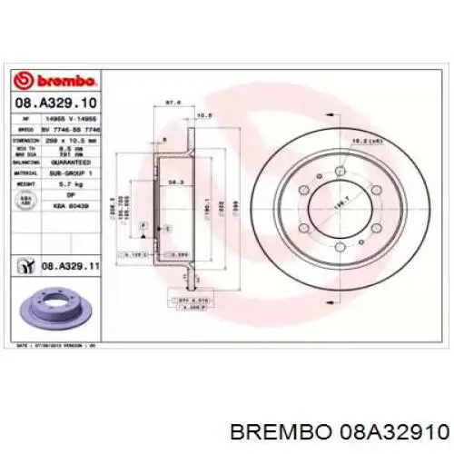 08A32910 Brembo диск тормозной задний