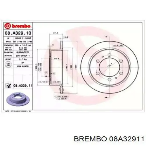 Тормозные диски 08A32911 Brembo