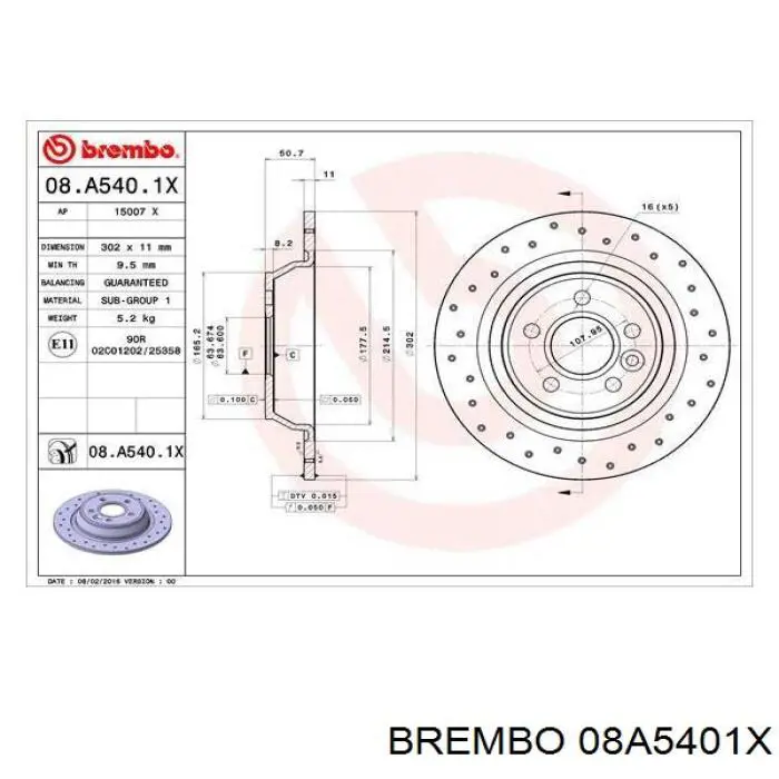 08A5401X Brembo диск тормозной задний