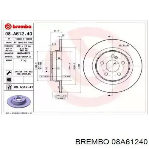 Тормозные диски 08A61240 Brembo