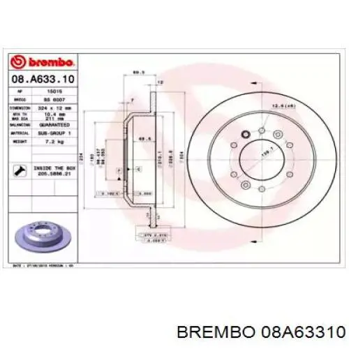 Тормозные диски 08A63310 Brembo