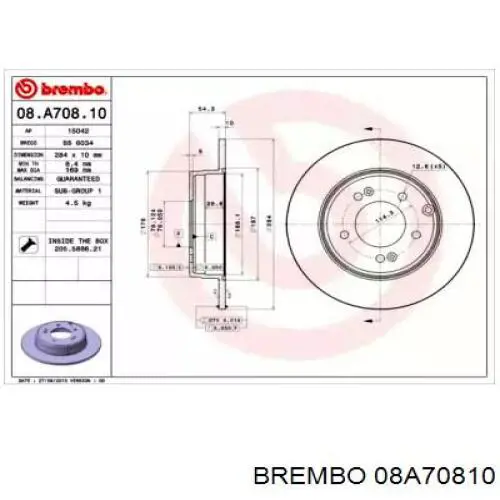 08A70810 Brembo диск тормозной задний