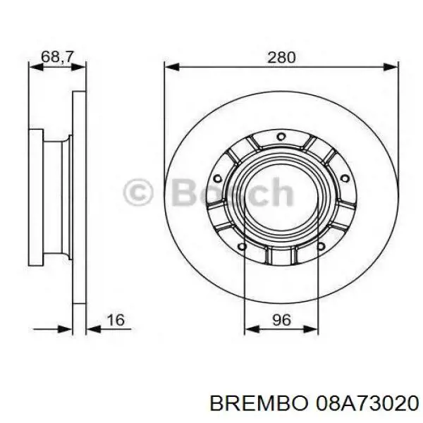 08A73020 Brembo Дисковый тормоз
