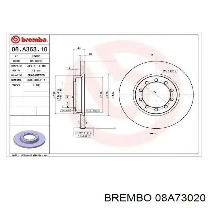 Задний тормозной диск Brembo 08A73020 цена, от 47.84 USD