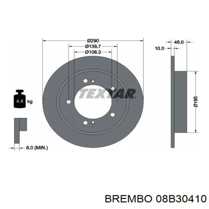 08B30410 Brembo Диск тормозной передний