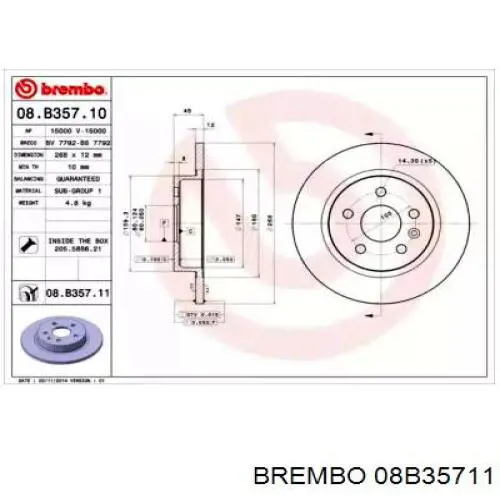 08.B357.11 Brembo disco do freio traseiro