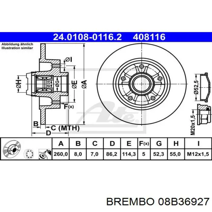 Задний тормозной диск Brembo 08B36927 цена, от 94.63 USD