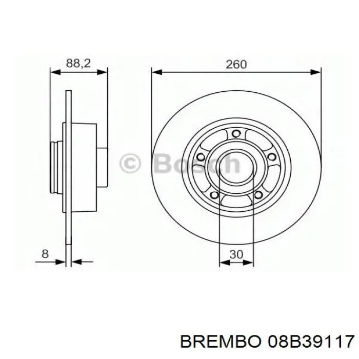 Задний дисковый тормоз Brembo 08B39117