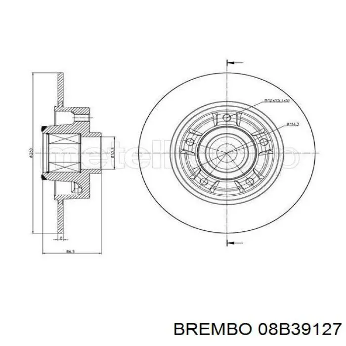Тормозные диски 08B39127 Brembo