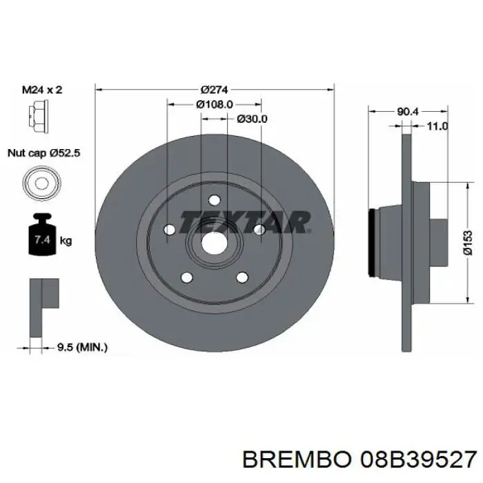 Тормозные диски 08B39527 Brembo