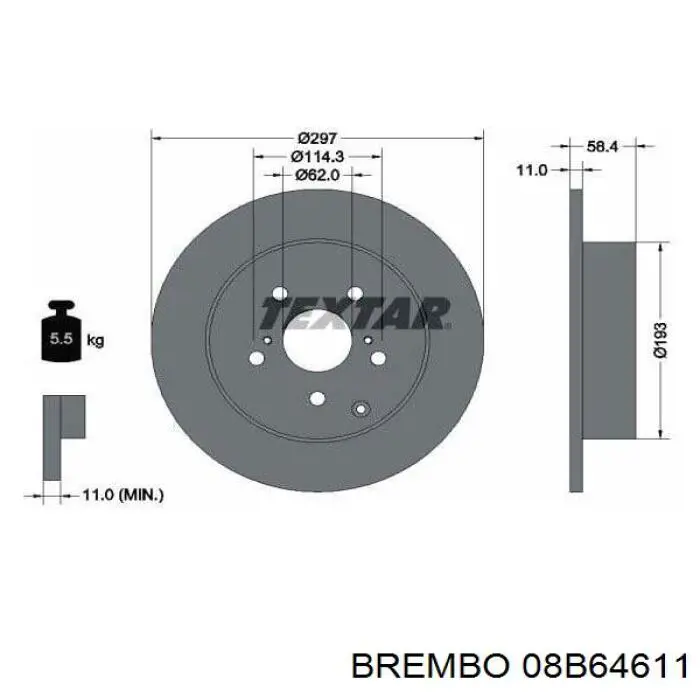Тормозные диски 08B64611 Brembo