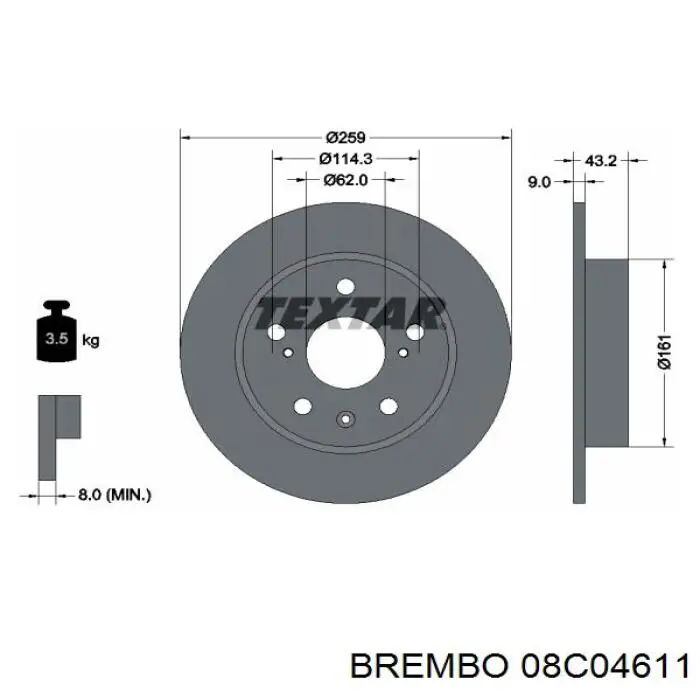 Тормозные диски 08C04611 Brembo