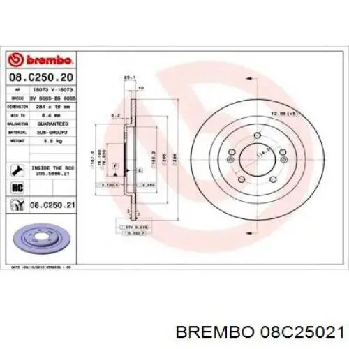 Тормозные диски 08C25021 Brembo