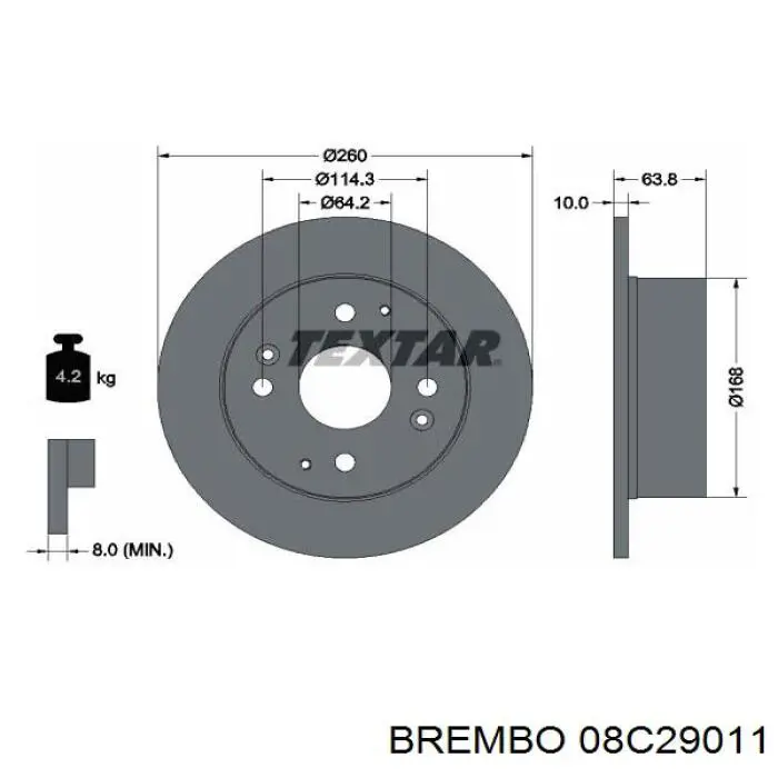 Задний дисковый тормоз Brembo 08C29011