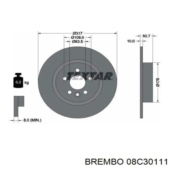 08C30111 Brembo Дисковый тормоз