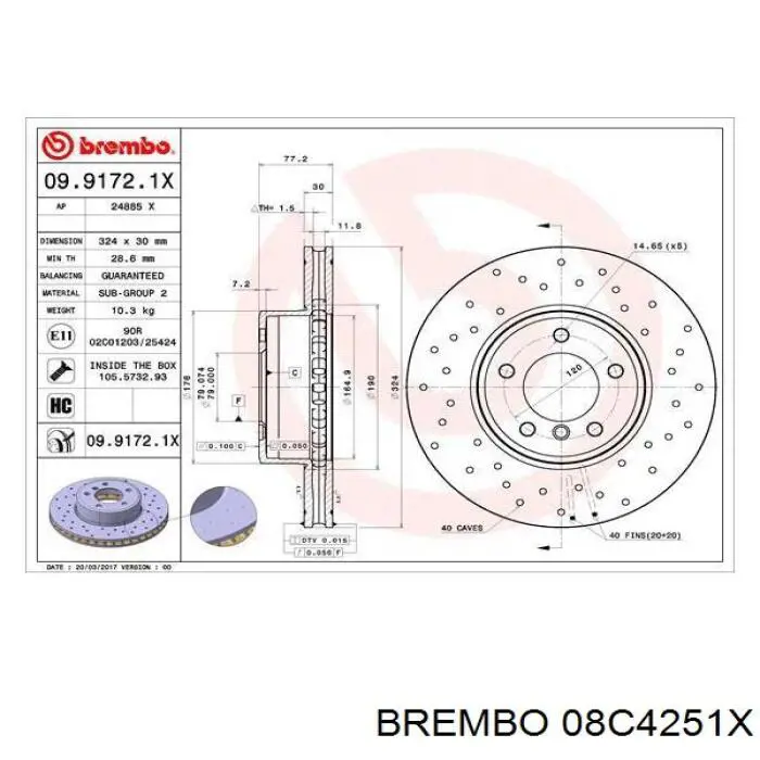 Тормозные диски 08C4251X Brembo