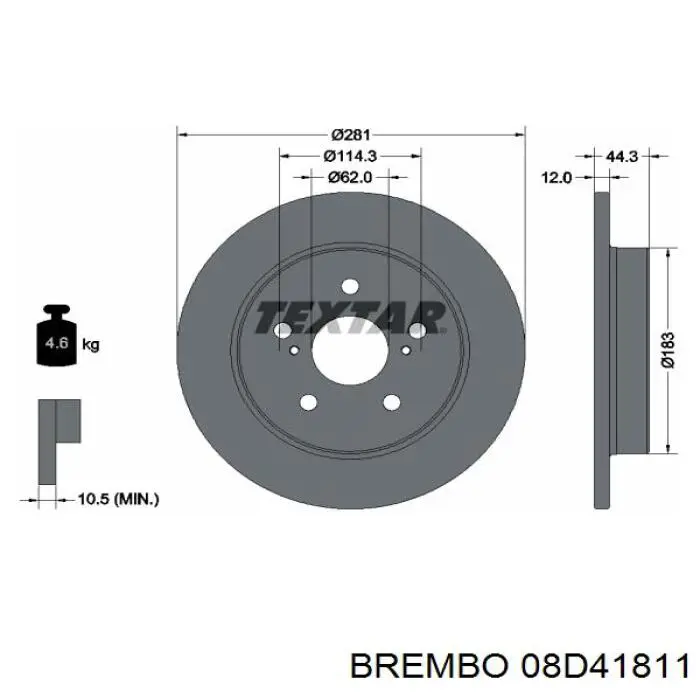 Купить 08D41811 Brembo Диск тормозной задний