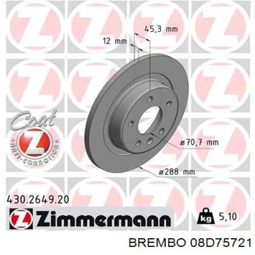 08D75721 Brembo 