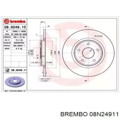 Тормозные диски 08N24911 Brembo