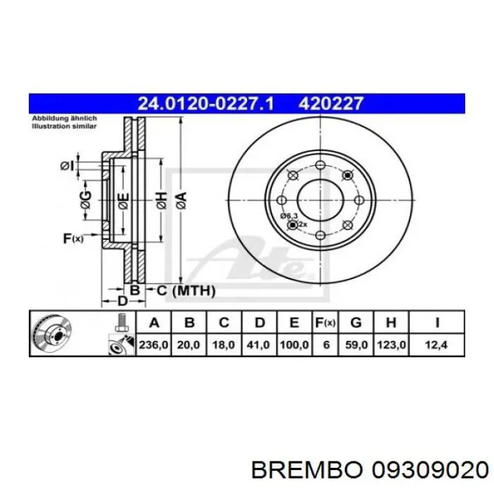09309020 Brembo Диск тормозной передний