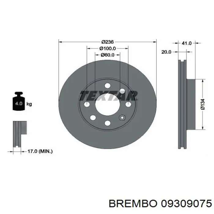 Передний тормозной диск Brembo 09309075