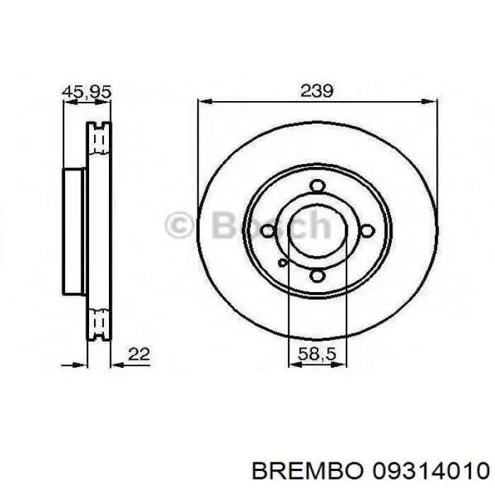 09314010 Brembo Диск тормозной передний
