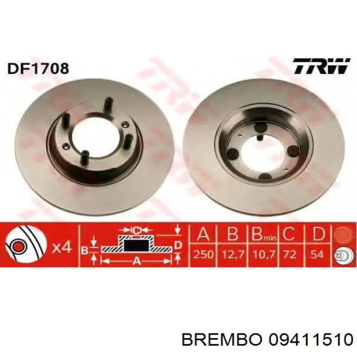 09411510 Brembo диск тормозной передний