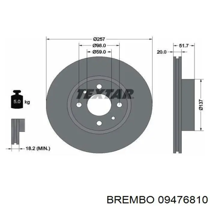 .09476810 Brembo диск тормозной передний