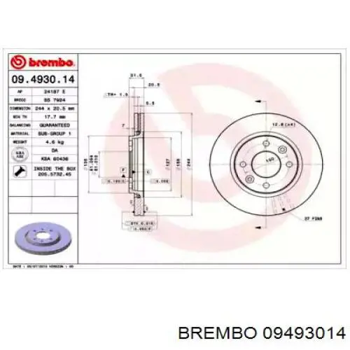 09493014 Brembo диск тормозной передний