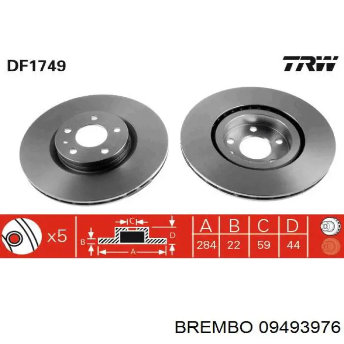 Купить 09493976 Brembo Ротор тормозной