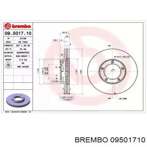 09.5017.10 Brembo диск тормозной передний