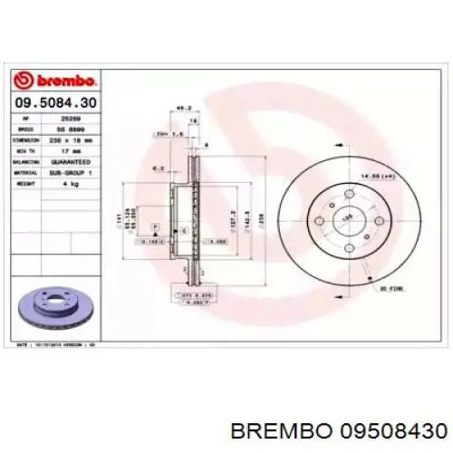 09508430 Brembo диск тормозной передний