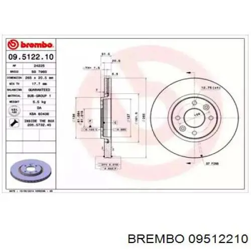 09512210 Brembo диск тормозной передний