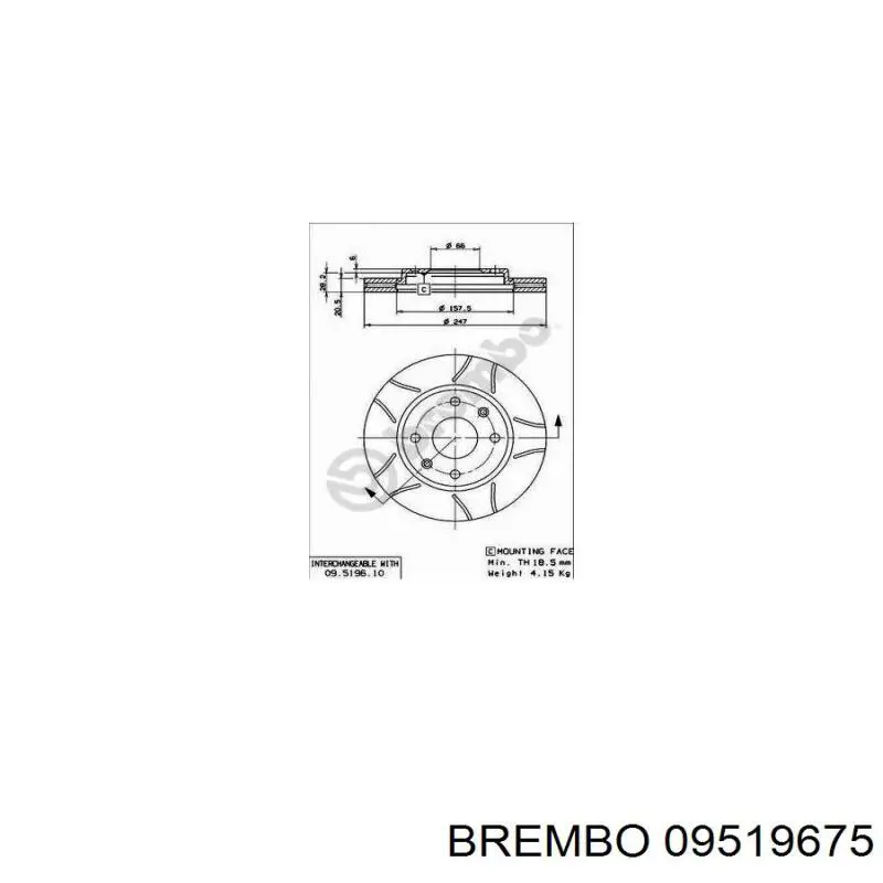 09.5196.75 Brembo диск тормозной передний