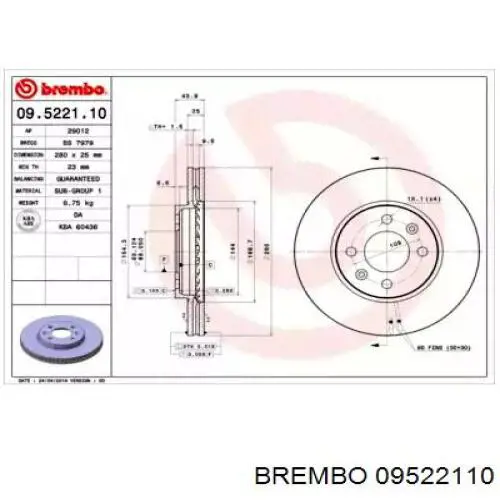 09.5221.10 Brembo диск тормозной передний