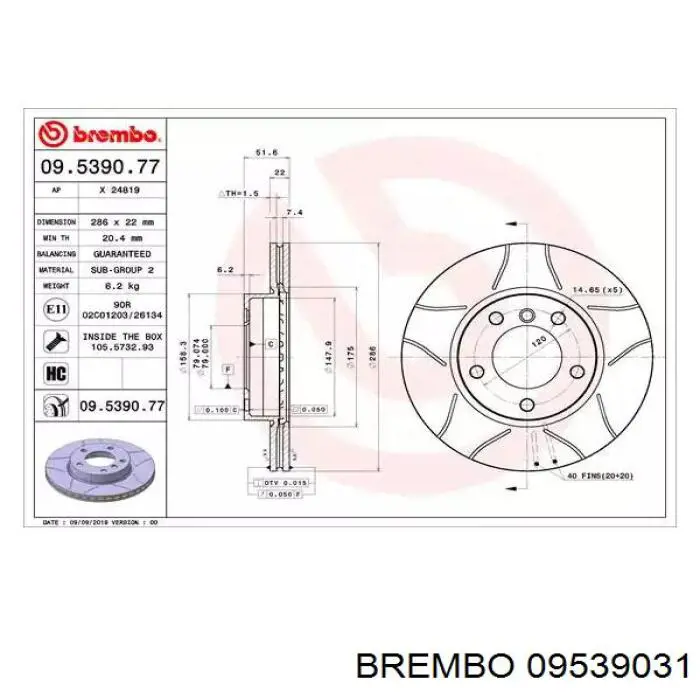 09.5390.31 Brembo диск тормозной передний