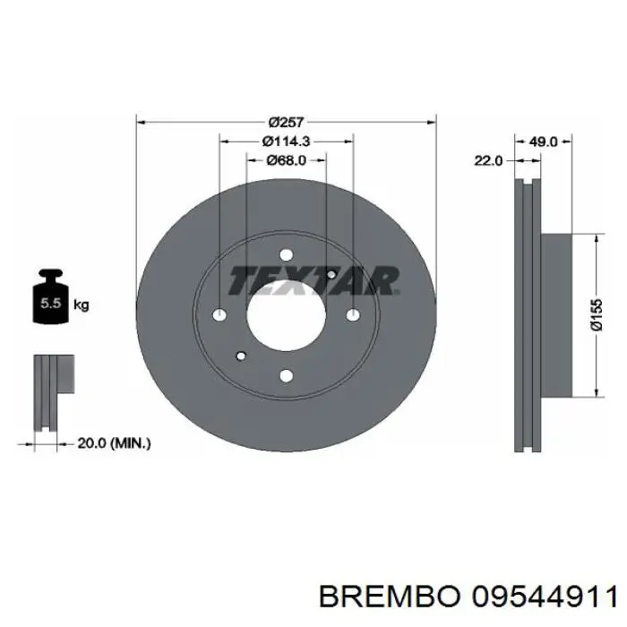 09544911 Brembo Диск тормозной передний