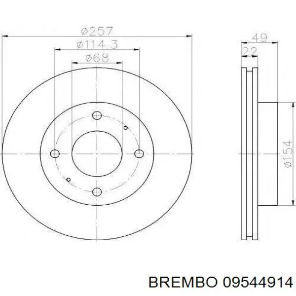 Передние тормозные диски 09544914 Brembo