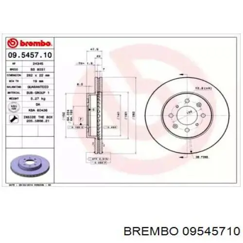 09545710 Brembo диск тормозной передний