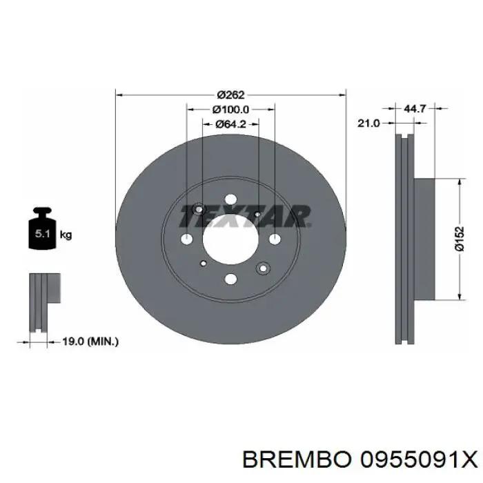 Передние тормозные диски 0955091X Brembo