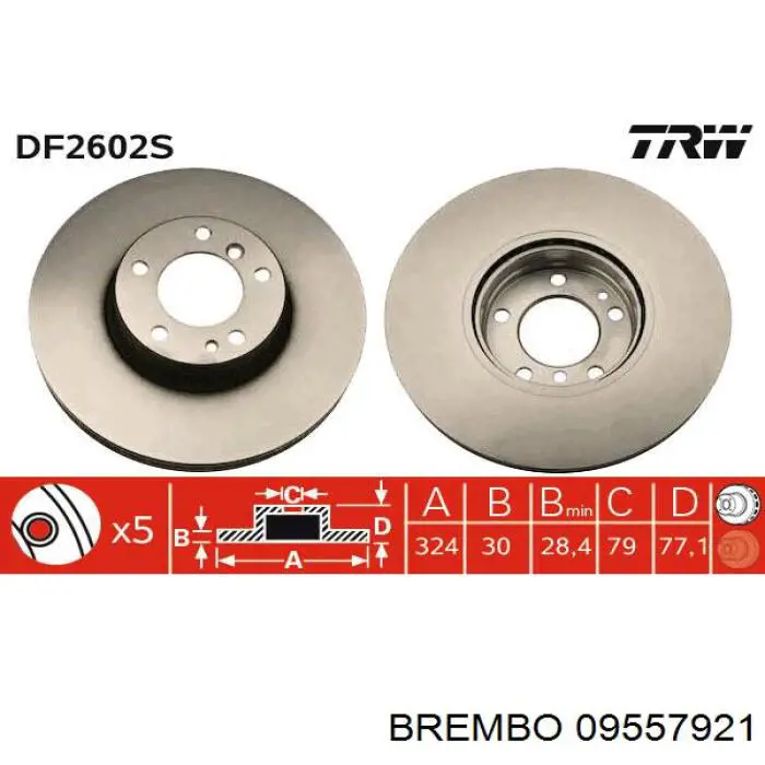 Купить 09557921 Brembo Ротор тормозной