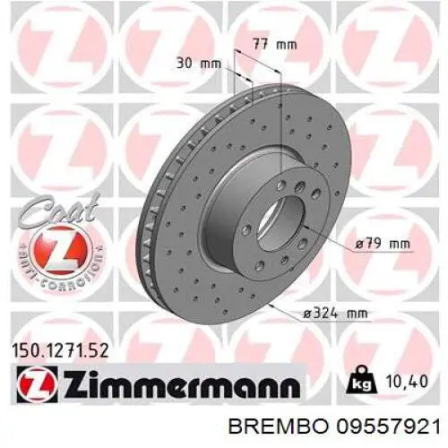 Передние тормозные диски 09557921 Brembo